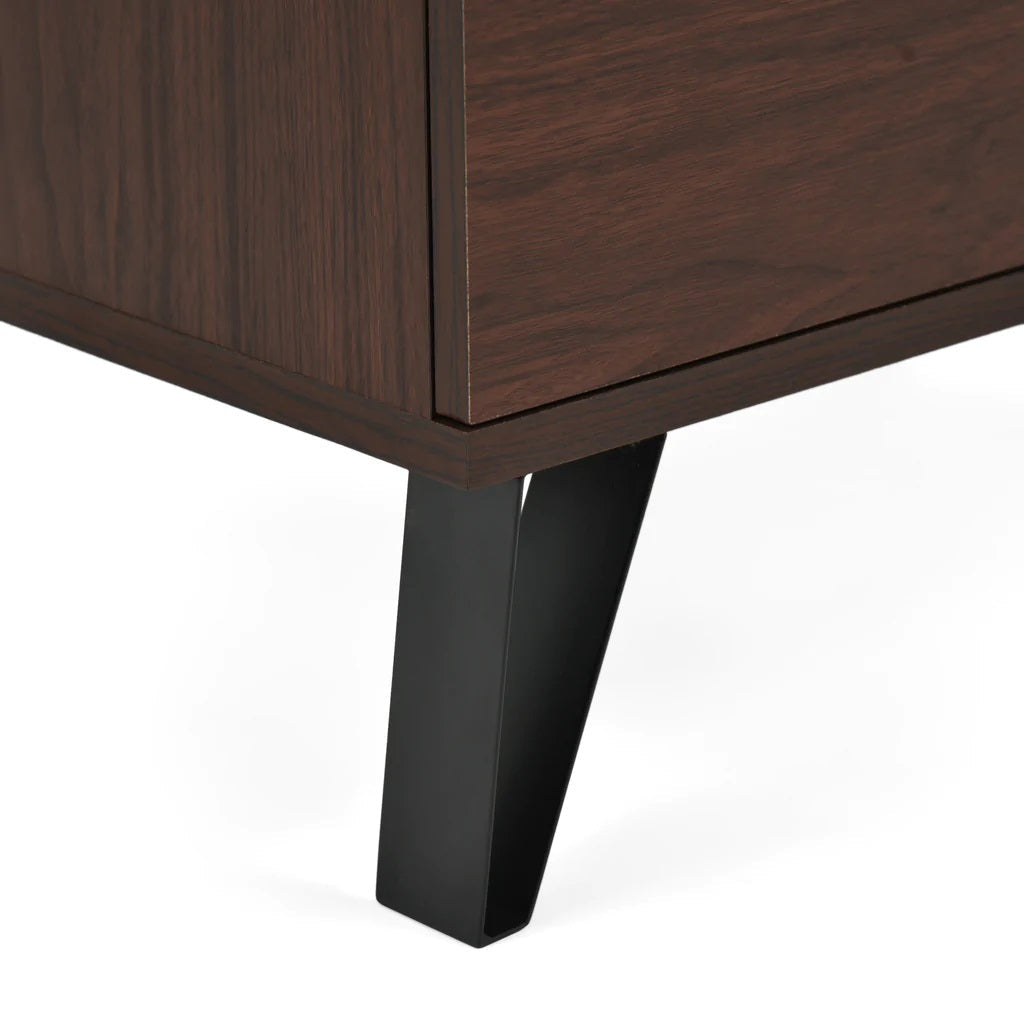 Demijen Modern Industrial 2 Drawer Wide Nightstand