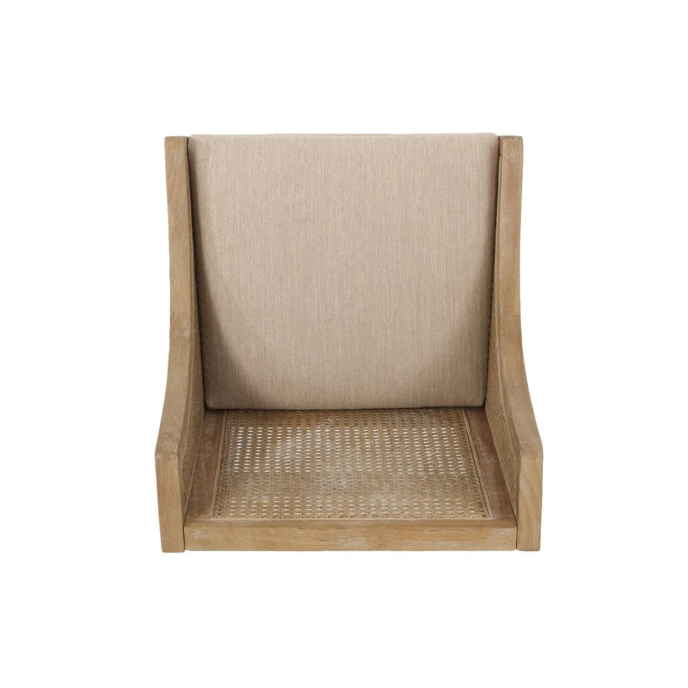Deville French Country Fabric Upholstered Wood and Cane 25.5 inch Counter Stools, Set of 2