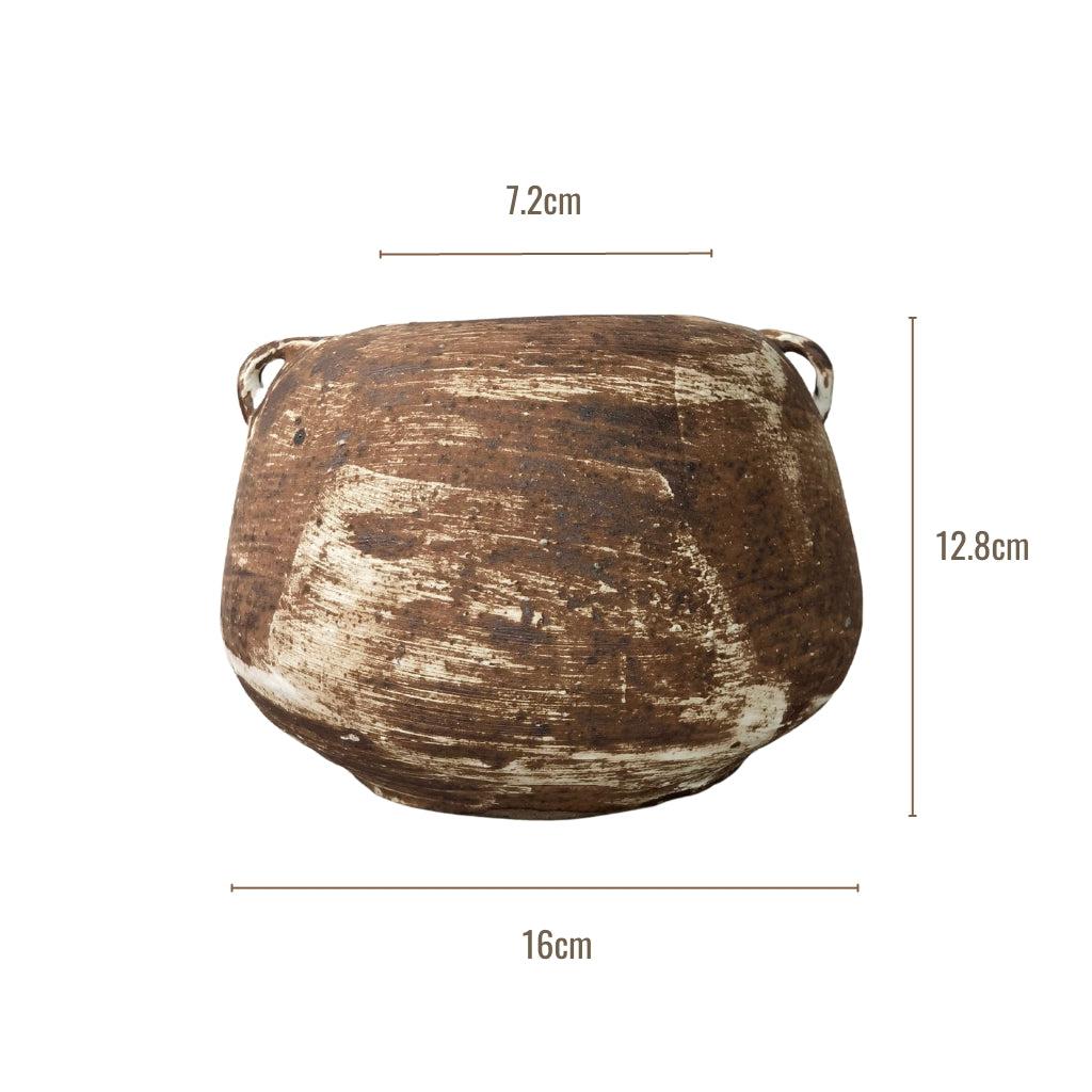 Distressed Oval Vase with Small Handles
