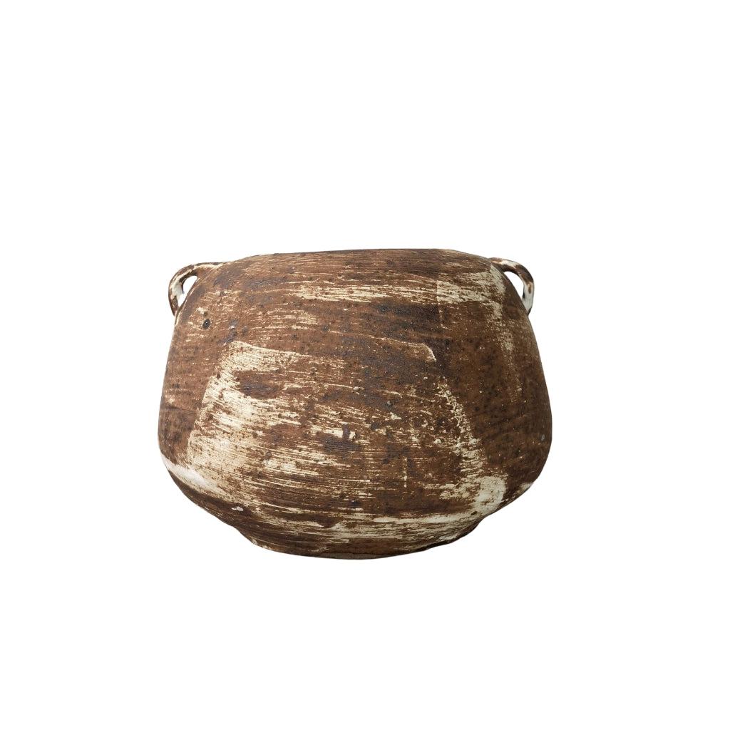 Distressed Oval Vase with Small Handles
