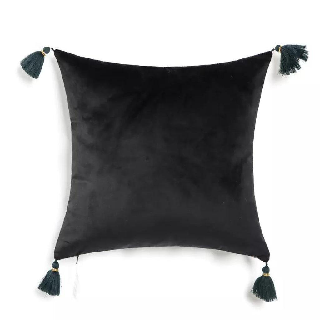 Emerald Banana Leaves Velvet Throw Pillow Cover