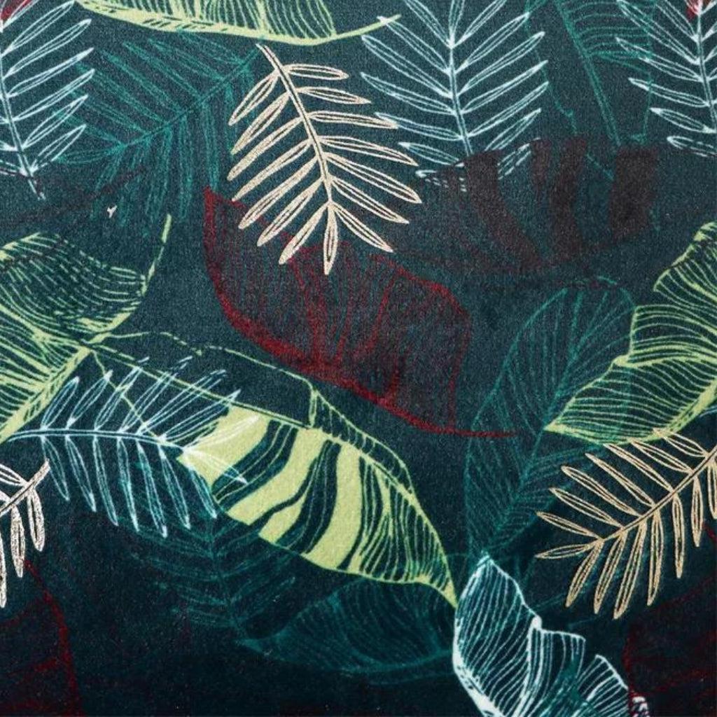 Emerald Banana Leaves Velvet Throw Pillow Cover