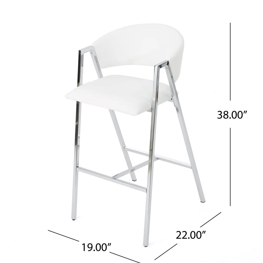 Emily Modern Leather 28.25 Inch Barstool (Set of 2)