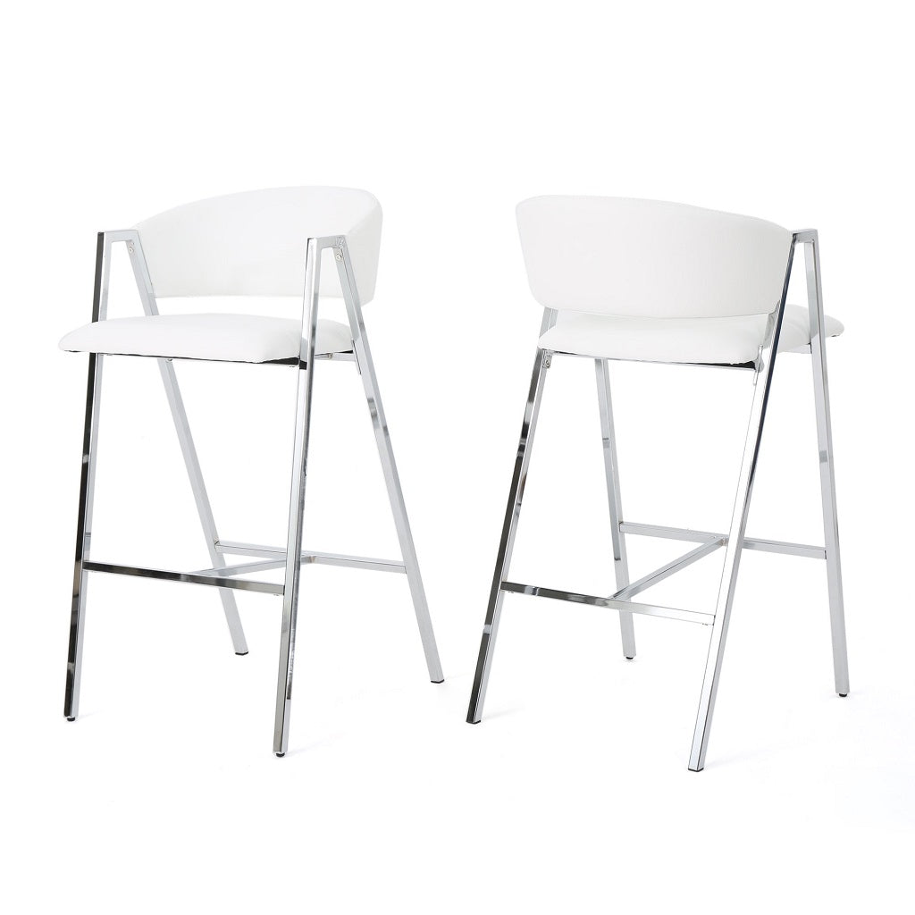 Emily Modern Leather 28.25 Inch Barstool (Set of 2)