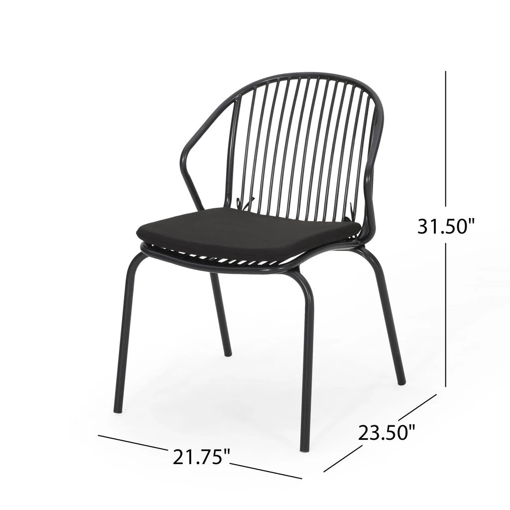 Emily Outdoor Modern Iron 2 Seater Chat Set with Cushions