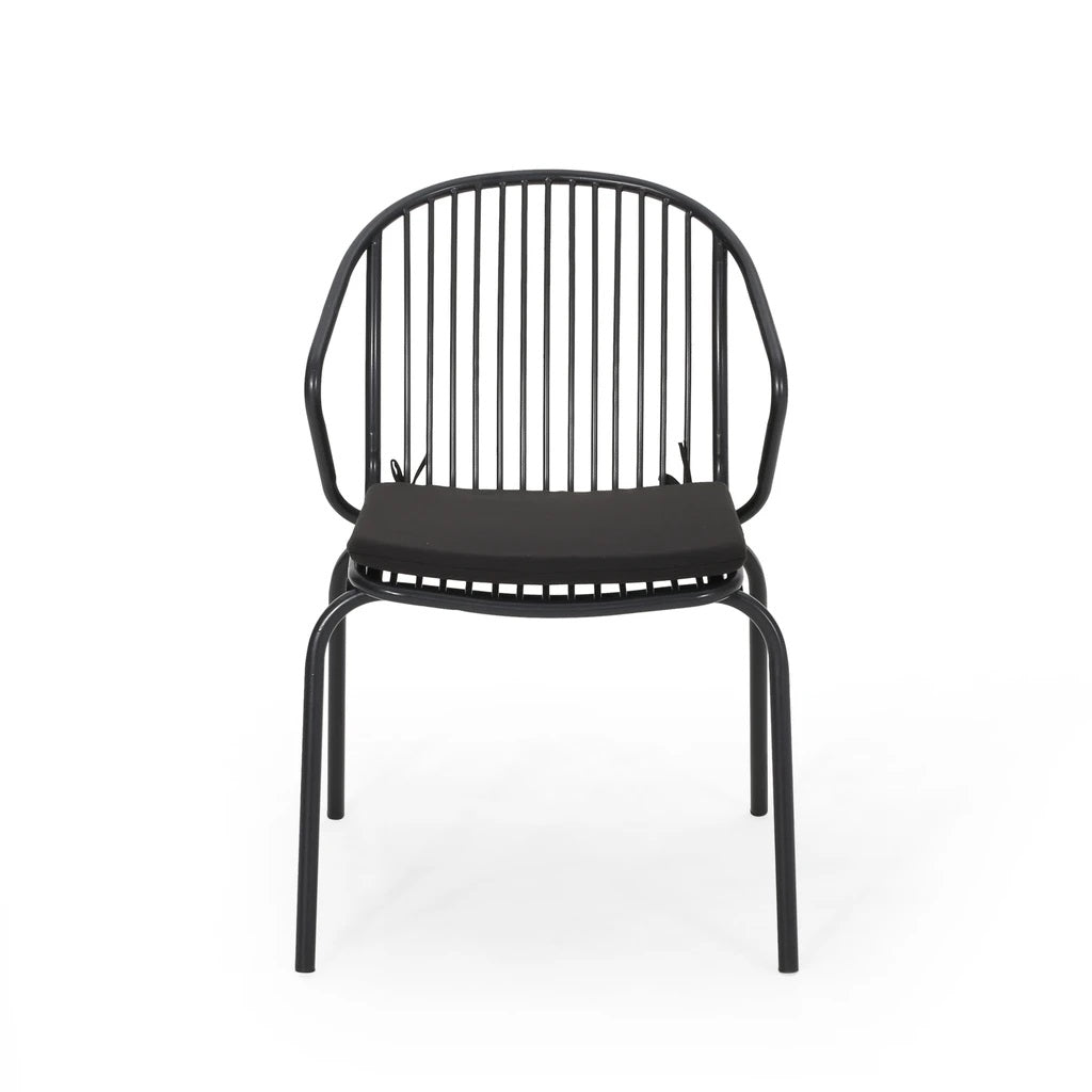 Emily Outdoor Modern Iron 2 Seater Chat Set with Cushions