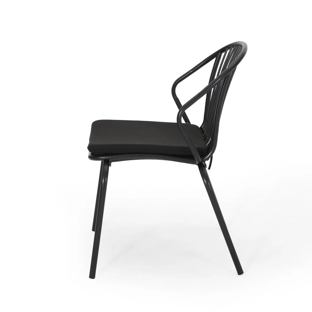Emily Outdoor Modern Iron 2 Seater Chat Set with Cushions