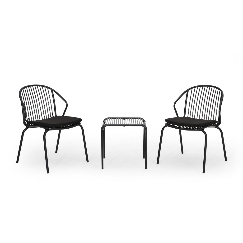 Emily Outdoor Modern Iron 2 Seater Chat Set with Cushions