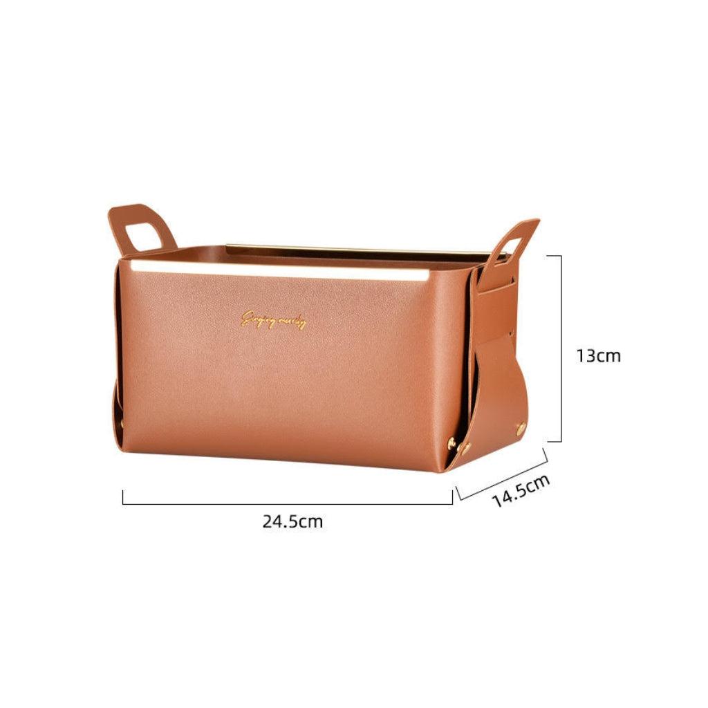 Faux Leather Foldable Storage Basket