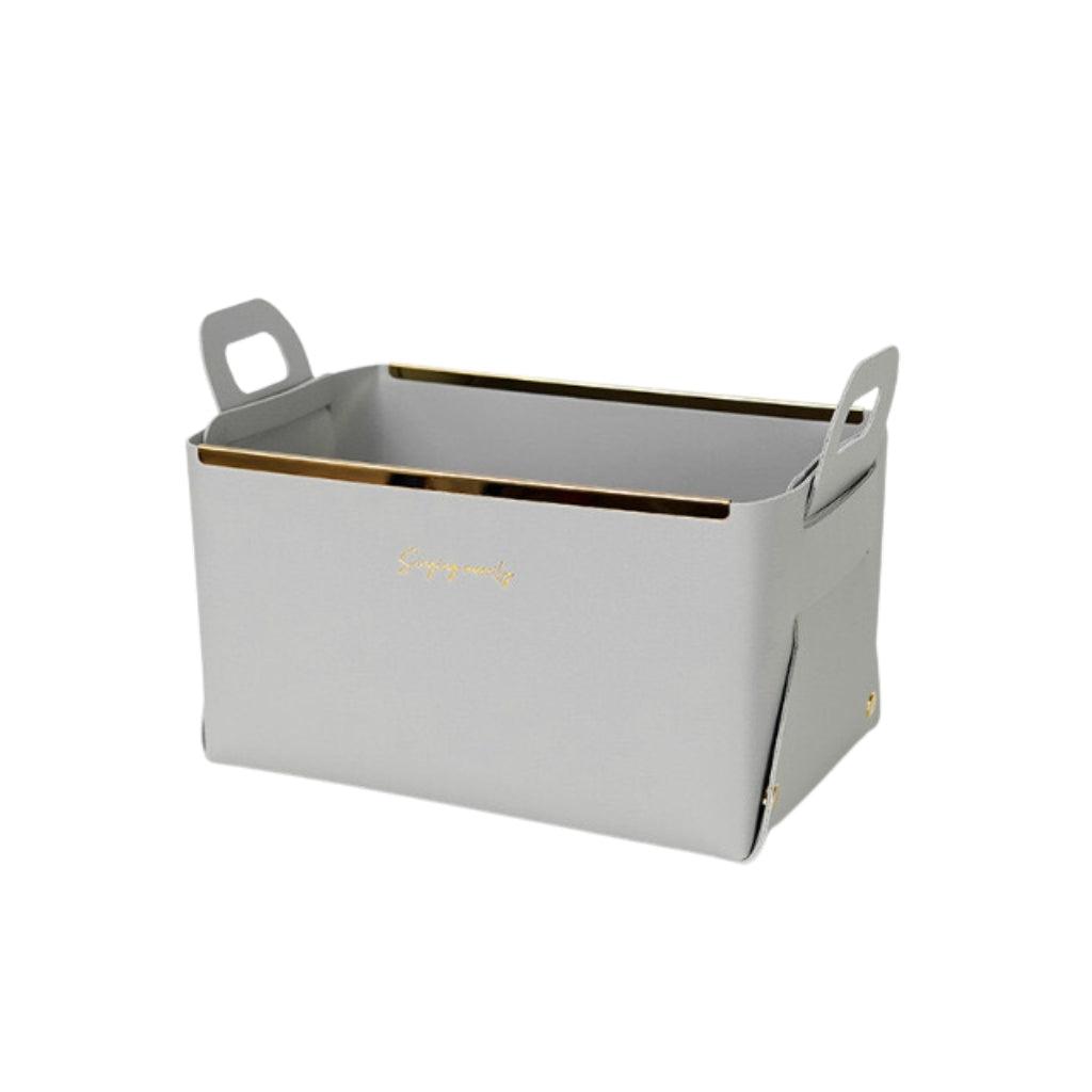 Faux Leather Foldable Storage Basket