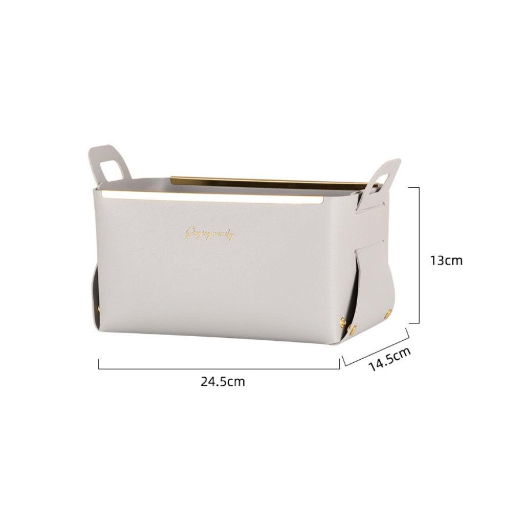Faux Leather Foldable Storage Basket