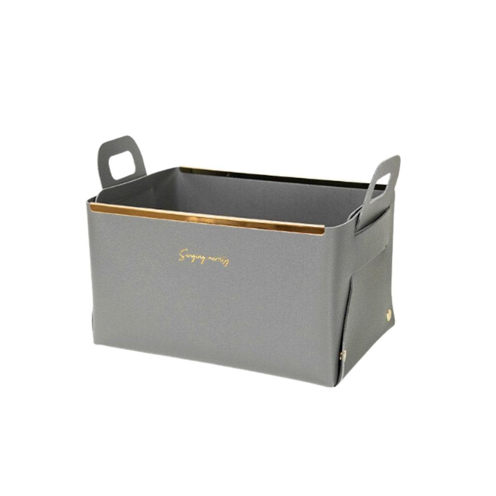 Faux Leather Foldable Storage Basket