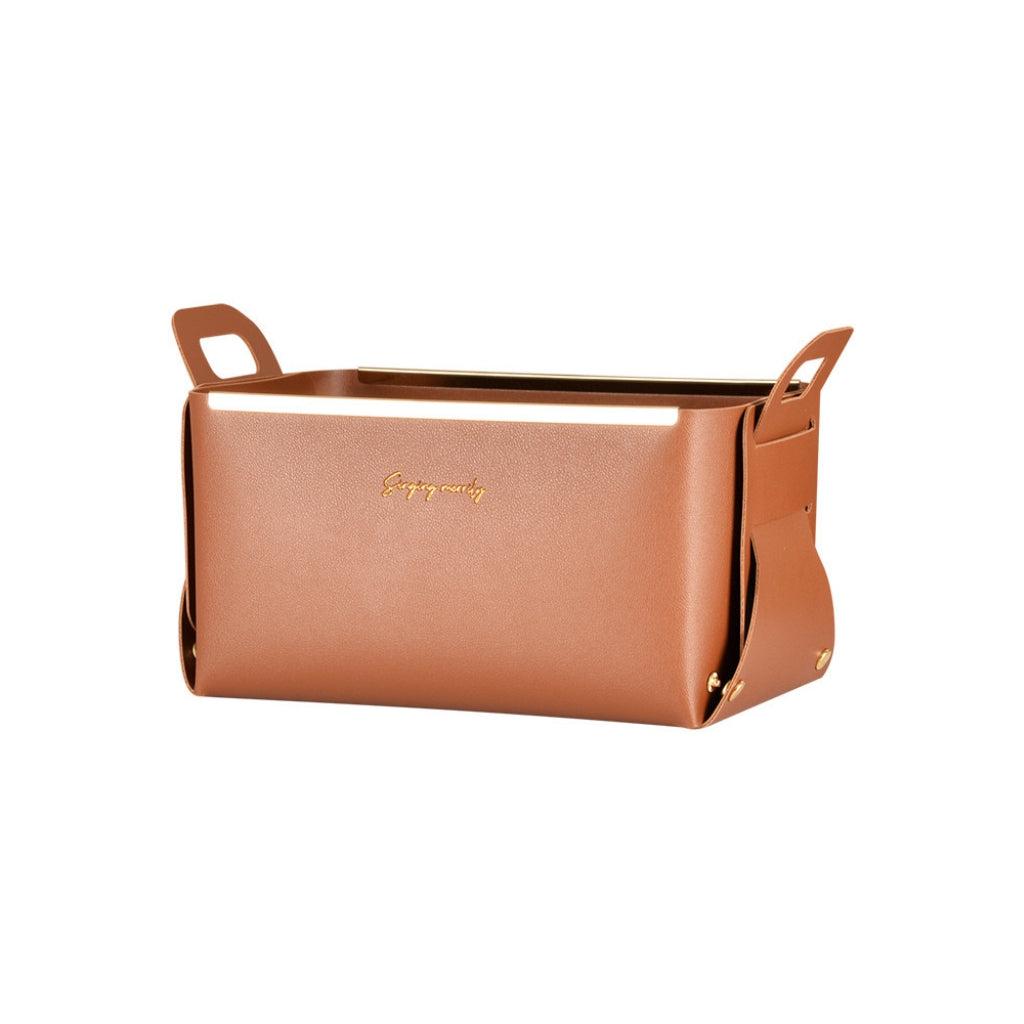 Faux Leather Foldable Storage Basket