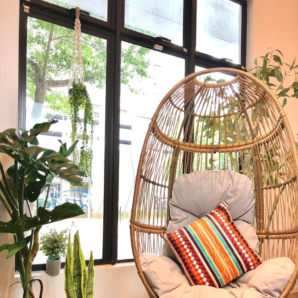 Faux Potted Wandering Jew with Macrame Plant Hanger