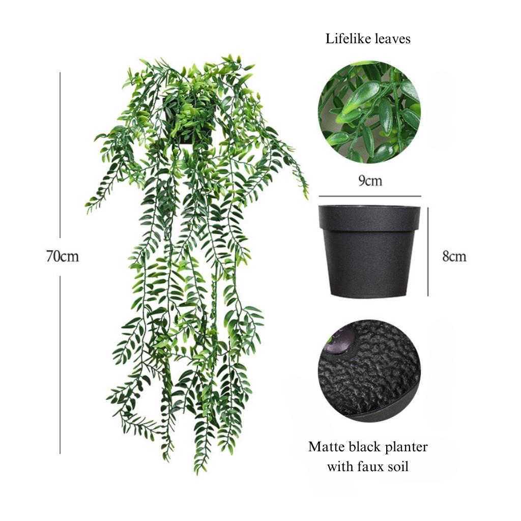 Faux Potted Wandering Jew with Macrame Plant Hanger
