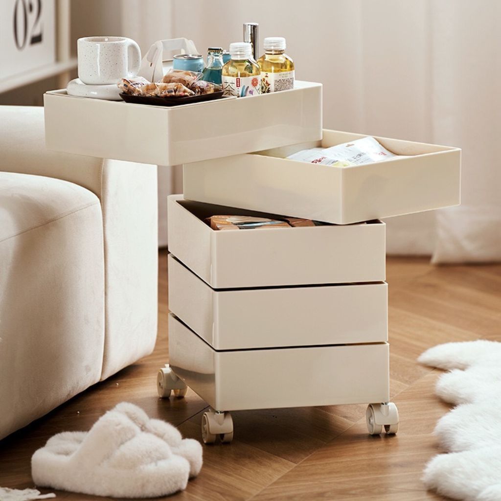 Five Tiers Rotating Drawer Storage Cart with Casters