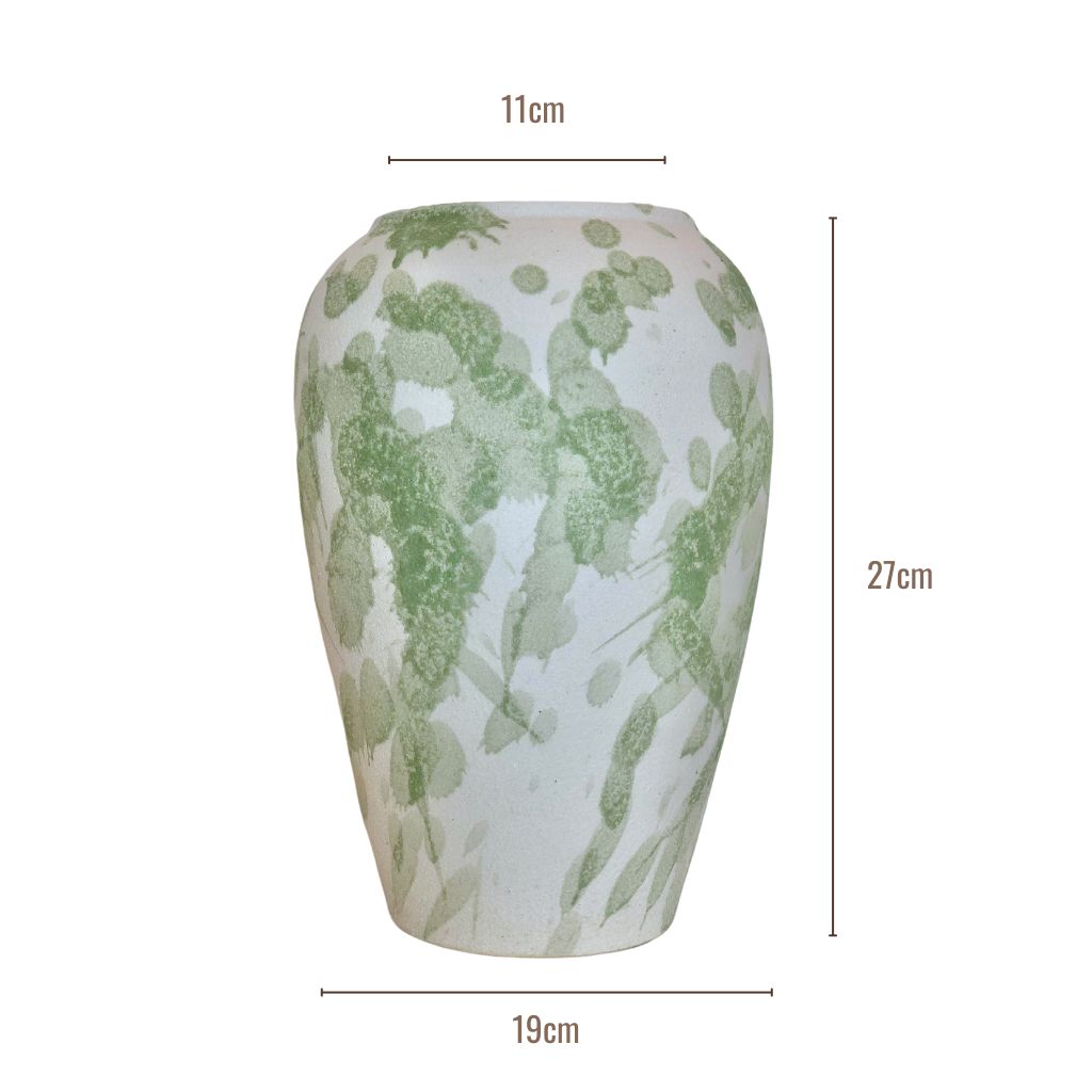 Green Ink Splatter Vases (Set of 2)