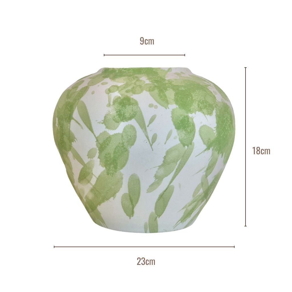 Green Ink Splatter Vases (Set of 2)
