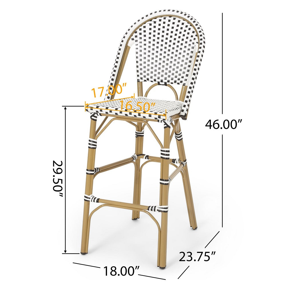Grelton Outdoor Aluminum French Barstools, Set of 2