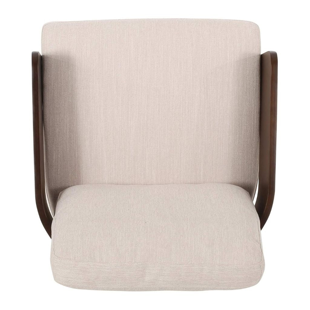 Grover Mid-Century Modern Fabric Bentwood Accent Chair