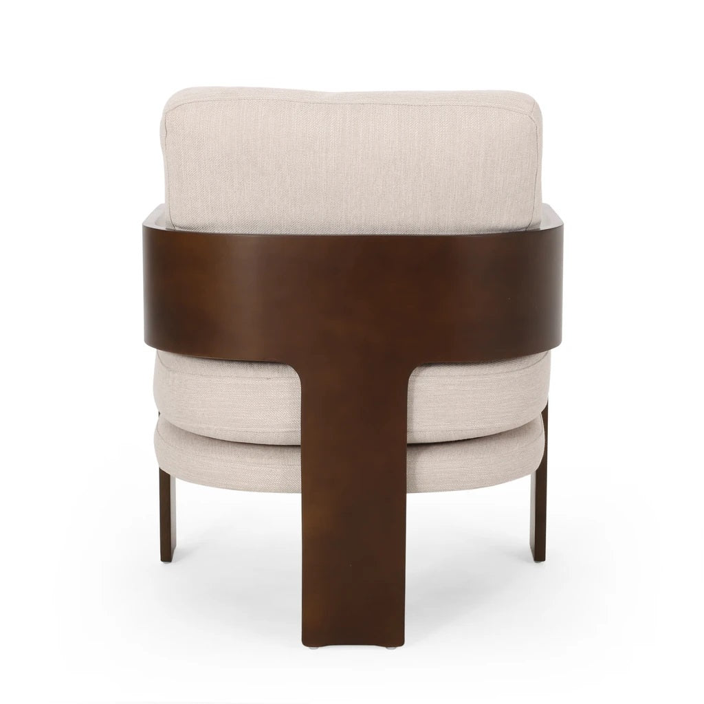 Grover Mid-Century Modern Fabric Bentwood Accent Chair