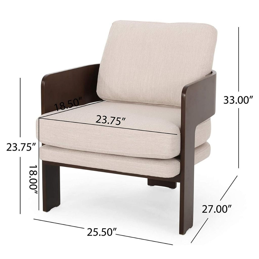 Grover Mid-Century Modern Fabric Bentwood Accent Chair