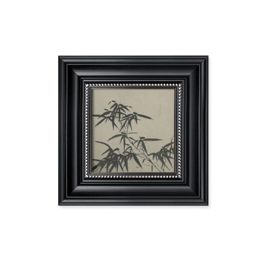 Ink Bamboo Painting with Black Ornate Frame