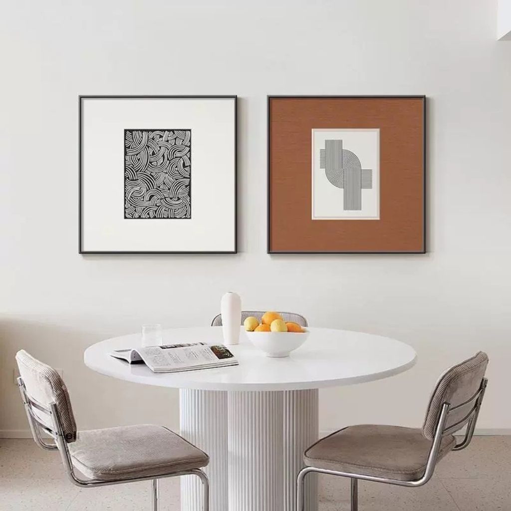Interwoven Monochrome Waves Framed Print (Set of 2)
