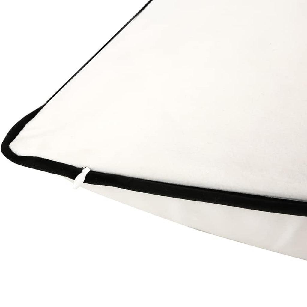 Ivory Velvet Throw Pillow Cover with Black Piping
