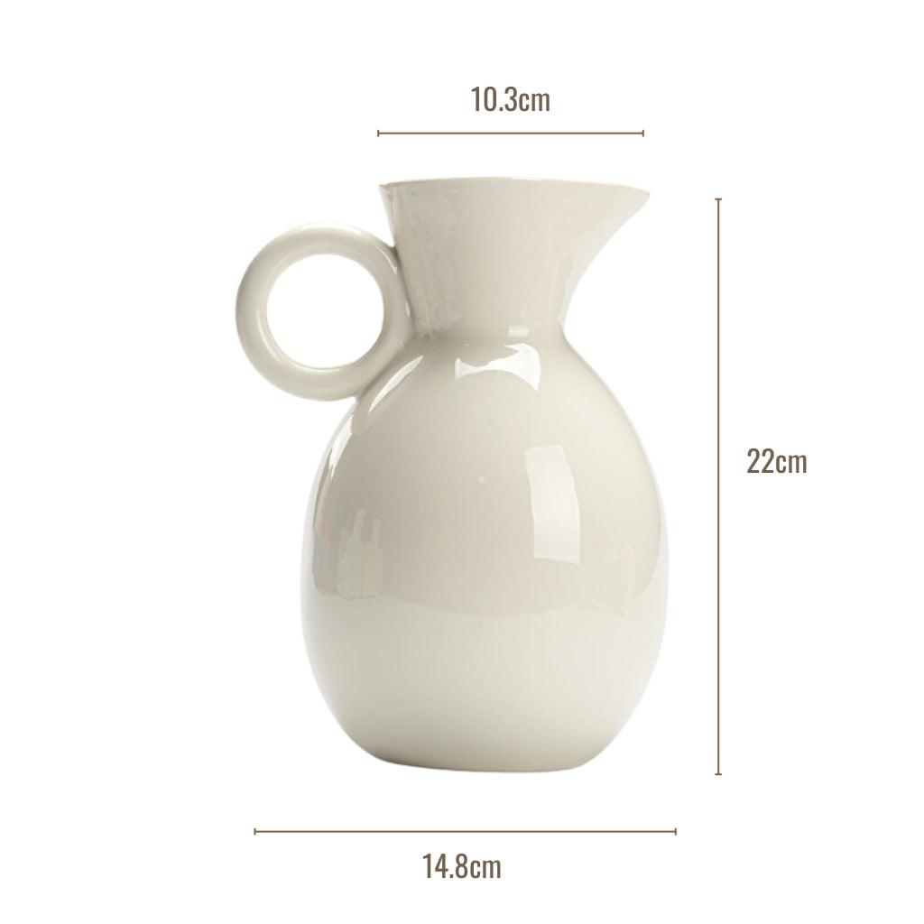 Ivory White Ceramic Pitcher Vase
