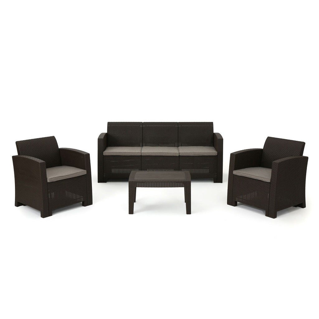 Jacob Outdoor 4 Piece Faux Wicker Chat Set