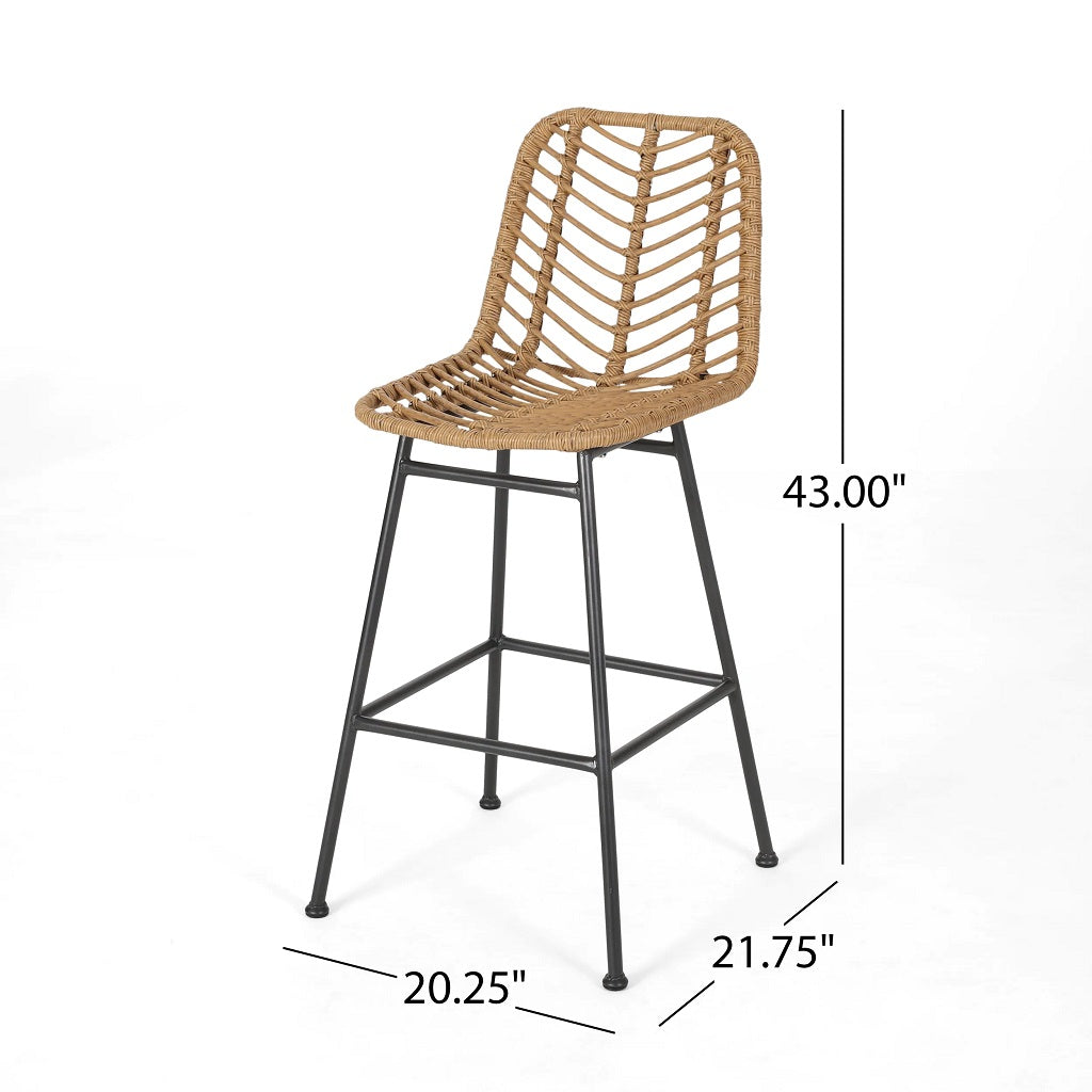 Jessie Outdoor Wicker Barstools (Set of 2)