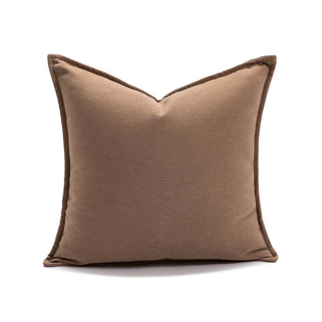 Khaki Brown Bordered Throw Pillow Cover