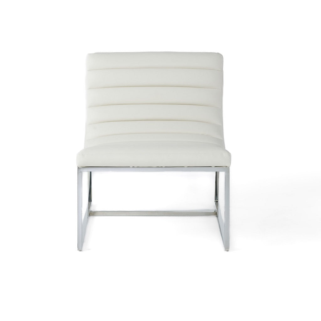 Kingsbury White Leather Lounge Accent Chair