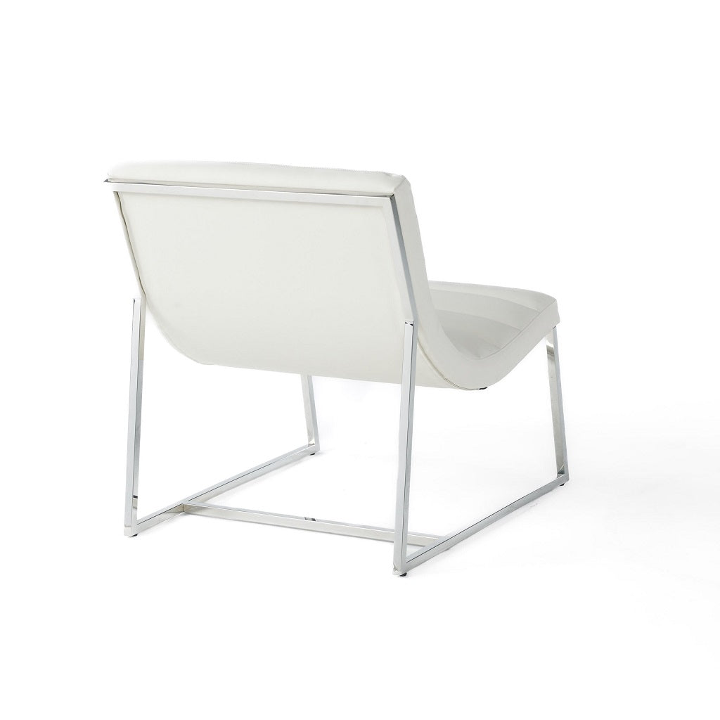 Kingsbury White Leather Lounge Accent Chair