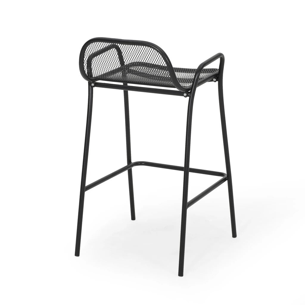 Linda Modern Outdoor Iron Barstool (Set of 2)