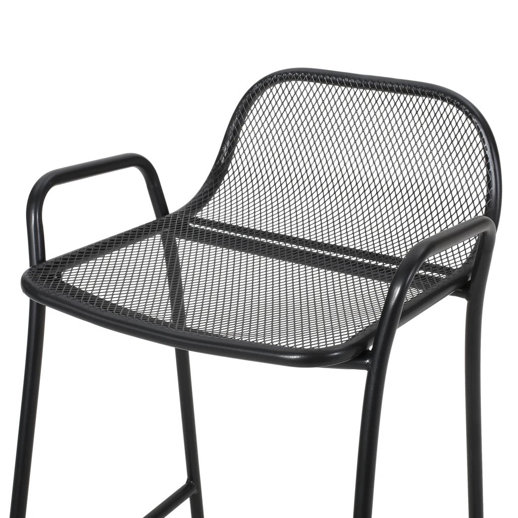 Linda Modern Outdoor Iron Barstool (Set of 2)