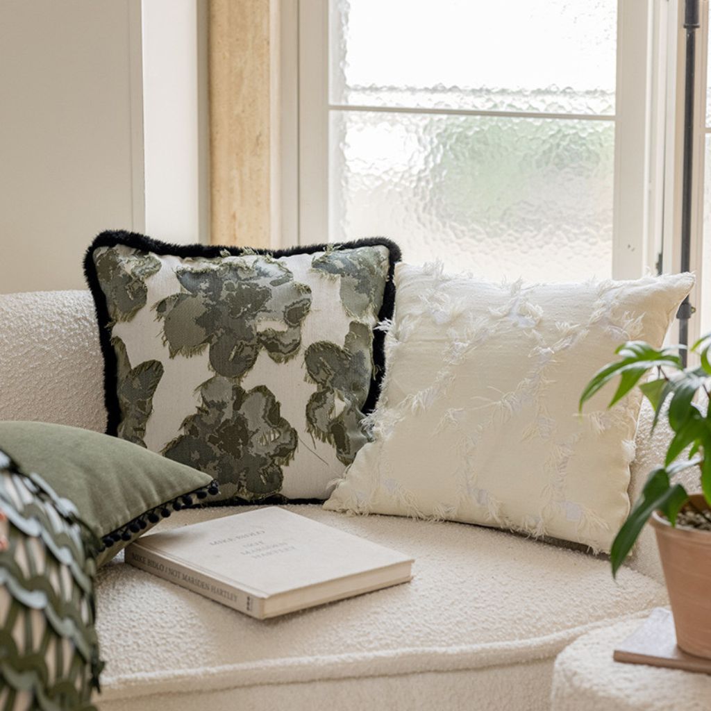 Luxe Moss Petals Throw Pillow Cover
