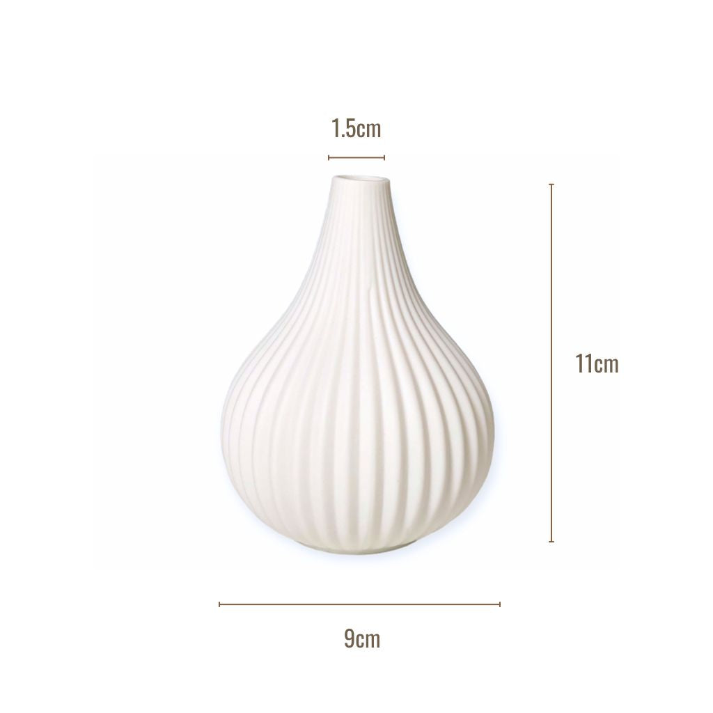 Matte White Ribbed Petite Bud Vase
