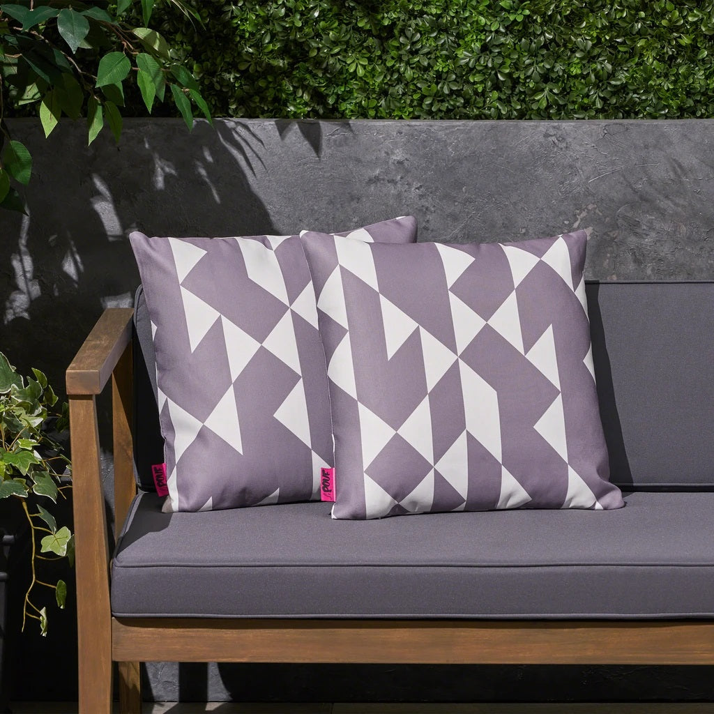 Mayme Outdoor Pillow, 17.75" Square, Abstract Geometric Pattern