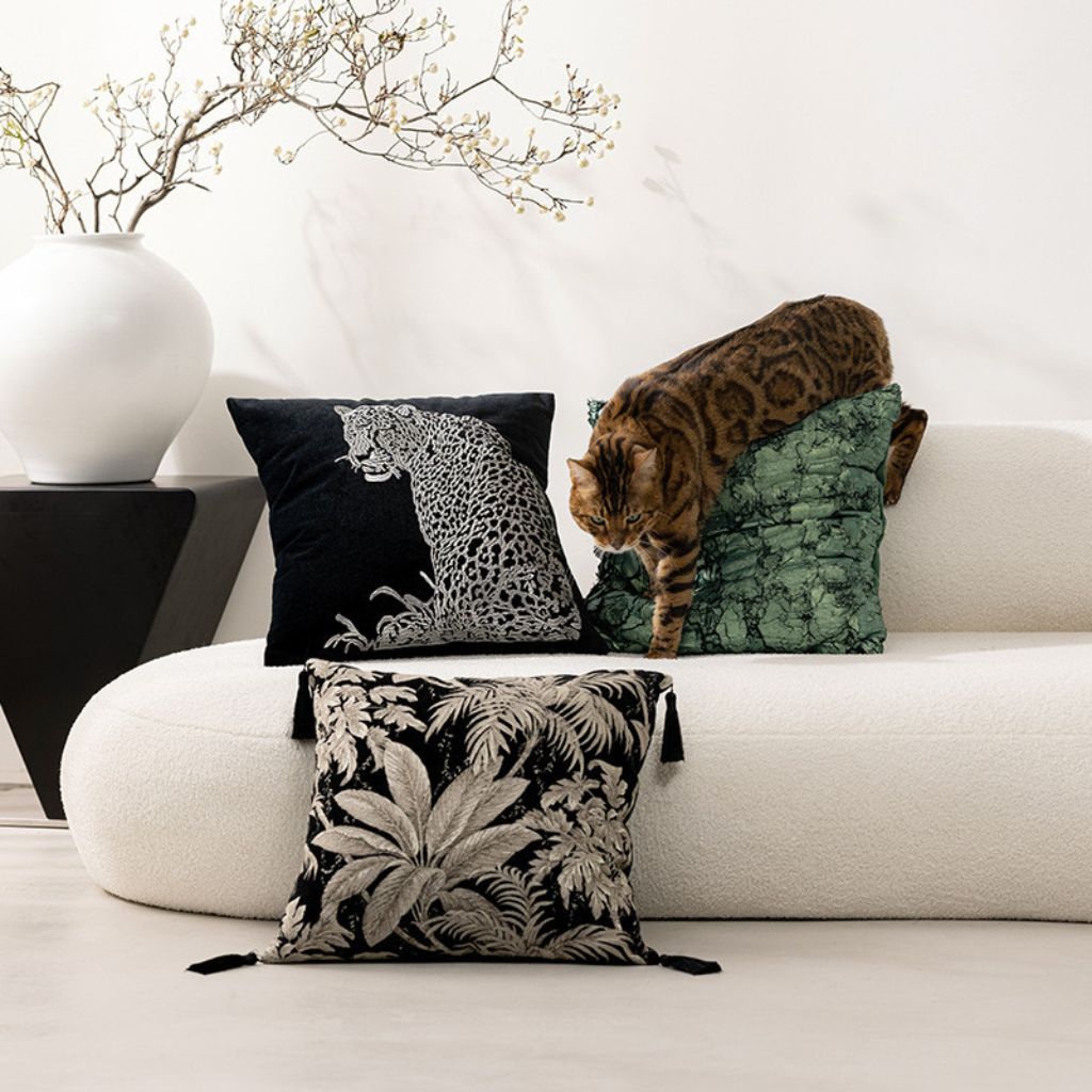 Midnight Tropical Throw Pillow Cover