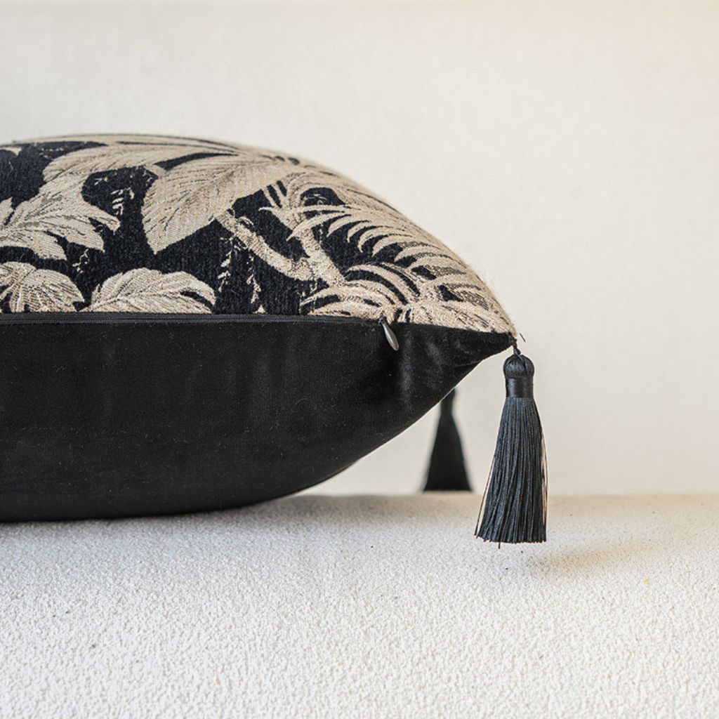 Midnight Tropical Throw Pillow Cover