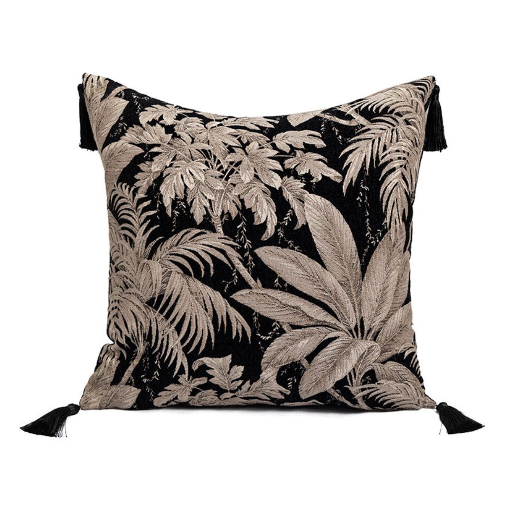 Midnight Tropical Throw Pillow Cover