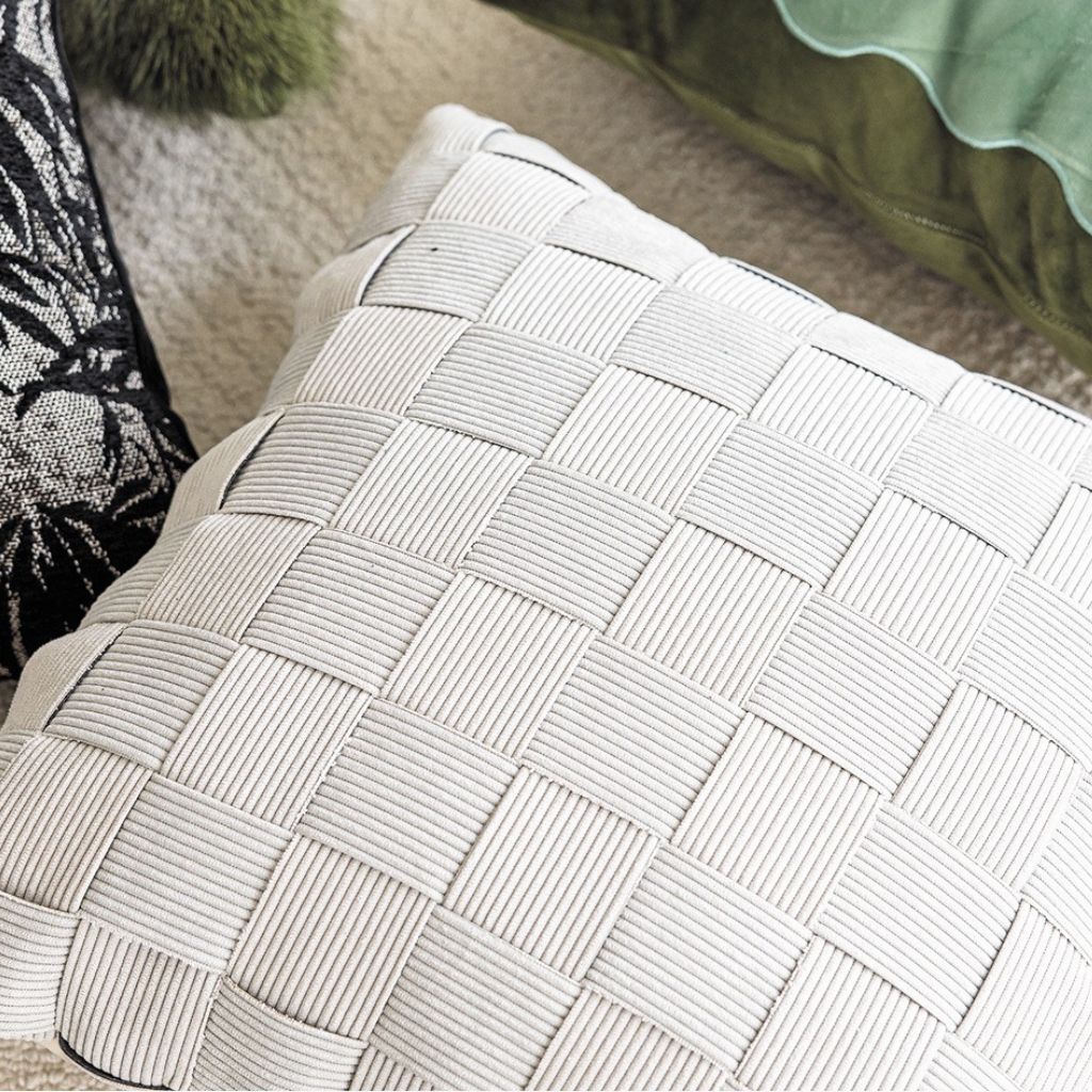 Misty Gray Basket-weave Throw Pillow Cover