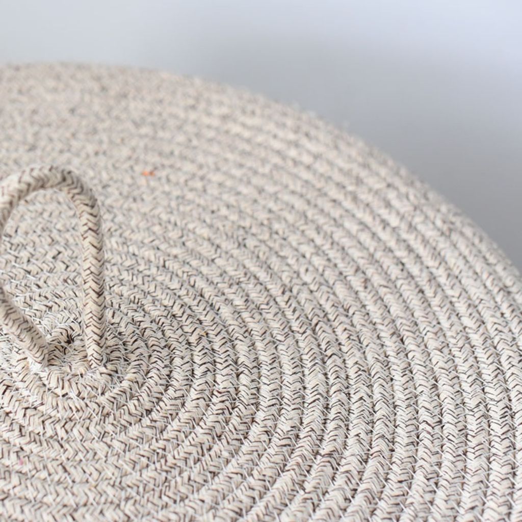 Natural Cotton Rope Laundry Basket with Lid