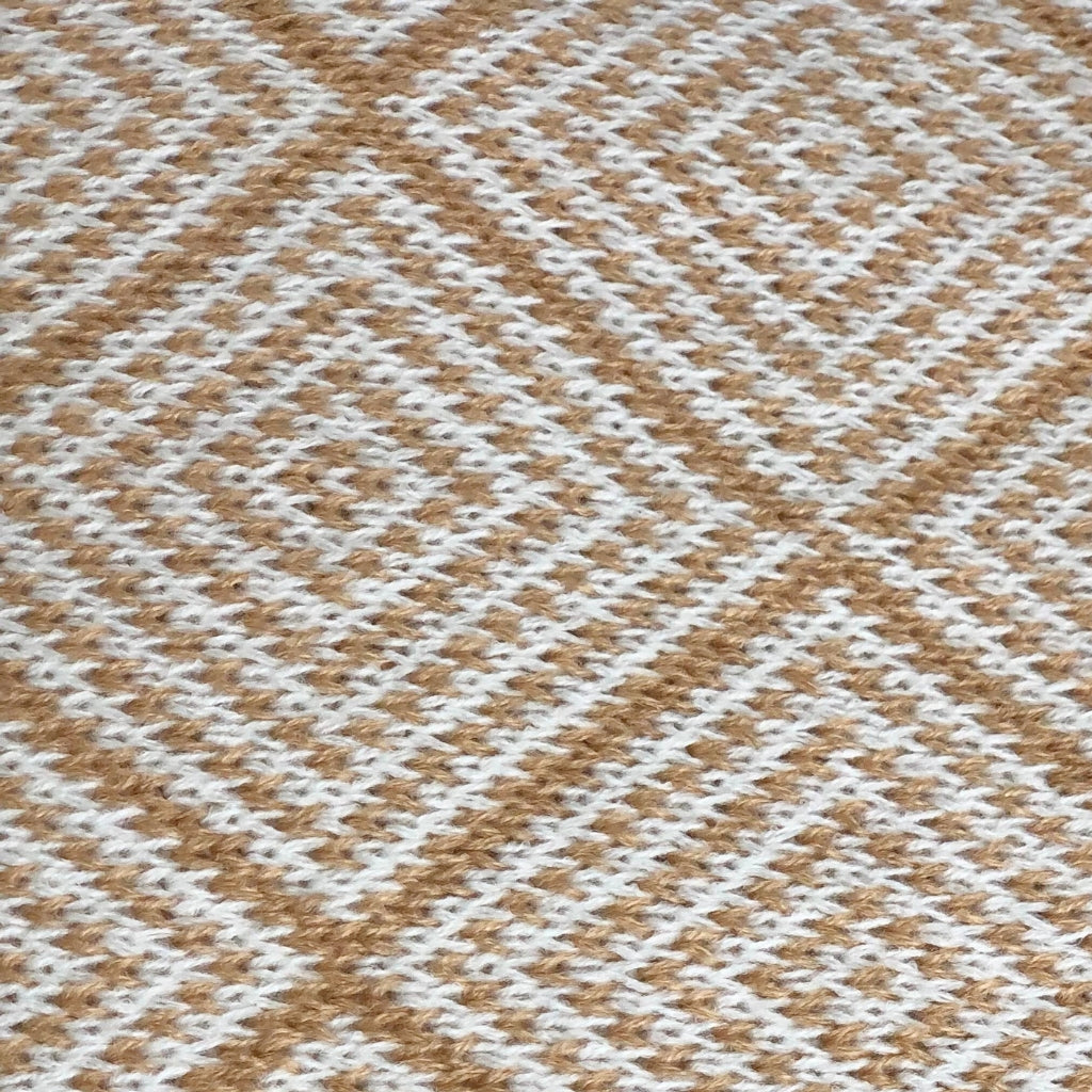 Natural Geometric Knitted Throw Blanket With Tassels