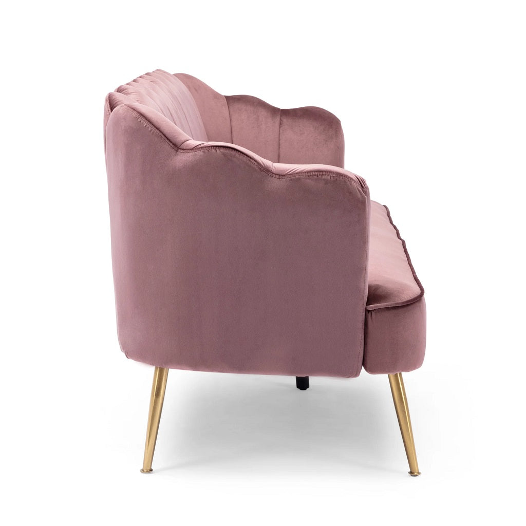 Ohnstad Modern Glam Velvet Channel Stitch 3 Seater Shell Sofa