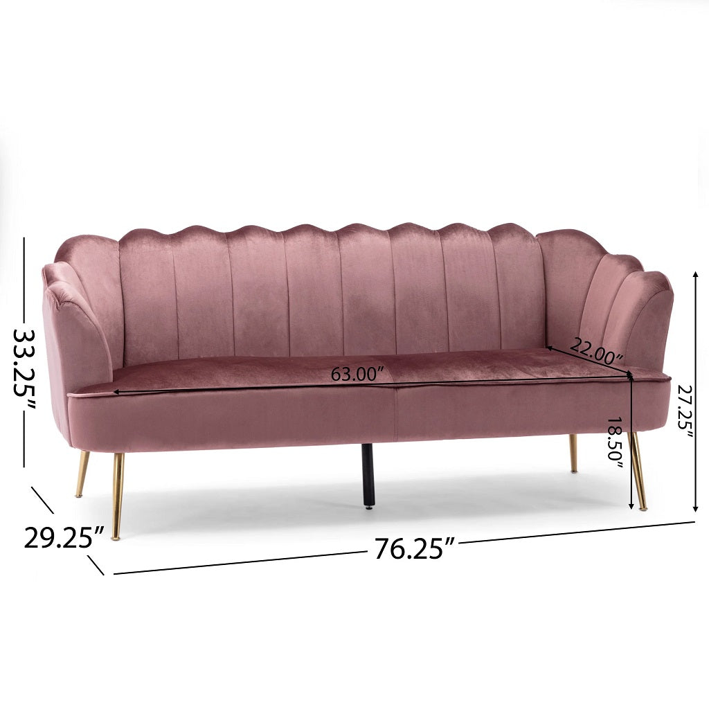 Ohnstad Modern Glam Velvet Channel Stitch 3 Seater Shell Sofa