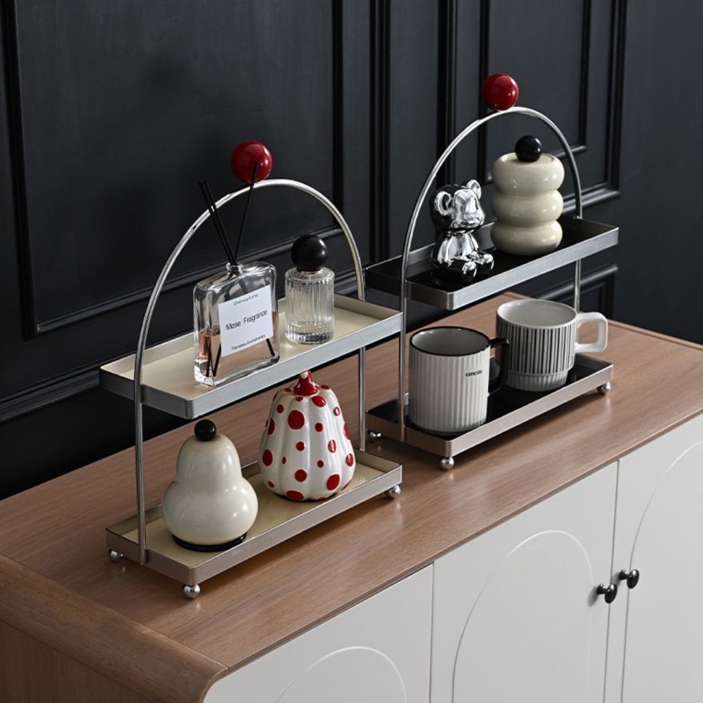 Pastel Cream Stainless Steel Cosmetic Organiser Display Shelf
