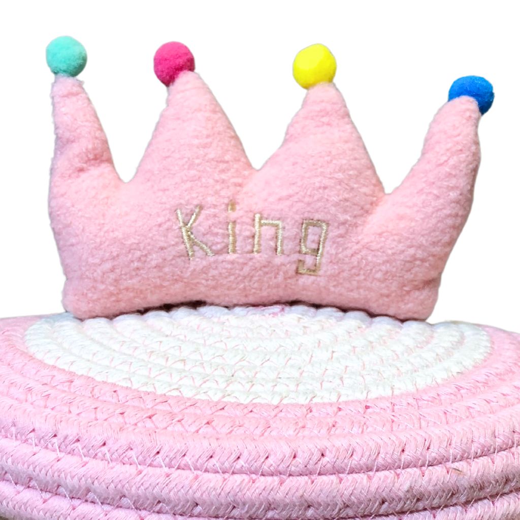 Pink Tiara Cotton Rope Storage Basket with Lid (Set of 2)